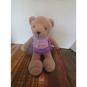 The Message Bear Amazing Daughter Brown Plush Teddy Bear Purple Tutu Ballerina